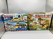 Two Melissa and Doug 2  x3  Large Floor Puzzles Dinosaurs 48 pc  Vehicles 24 pc