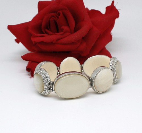 Chico's Cream & Silver tone Stretch Style Bracelet CAT RESCUE - Picture 2 of 2