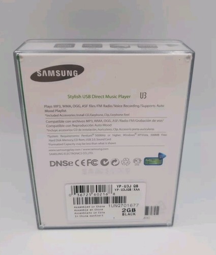 Samsung YP-U3 Schwarz Integrierter FM Tuner 2GB Digital MP3 Medien Selten OVP - Bild 5 von 8
