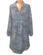 Suzanne Betro Mini Tunic Shirt Dress M Blue Floral Paisley Whimisical Fairy New