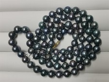 36" 30 " 22" 18" natural 9-10 mm AAA+ Tahitian black PEARL NECKLACE 14K GOLD