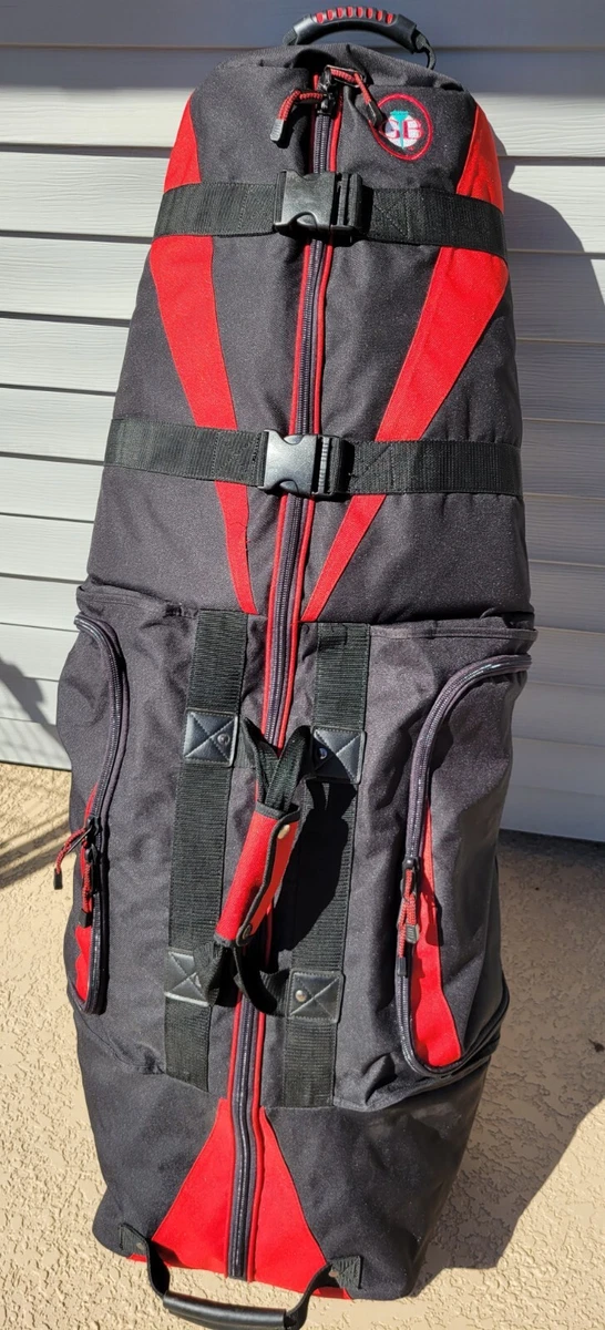 GB Golf Club Travel Bag Black Red With Wheels Heavy Duty 2 Large