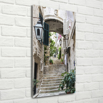 Wand-Bild Kunstdruck aus Hart-Glas Hochformat 70x140 Straßen von Dubrovnik