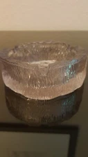 Vintage Mid Century Clear 4 1/2" Glass Ashtray Bark or Glacier Finish