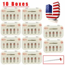 10PACK Dental Oral Glass Screw Thread Resin Fiber Post Red Ring & Drill Red