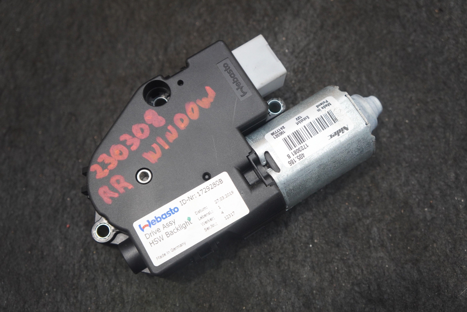 Rear Back Window Glass Motor Drive Unit OEM McLaren 570S Spider 2019
