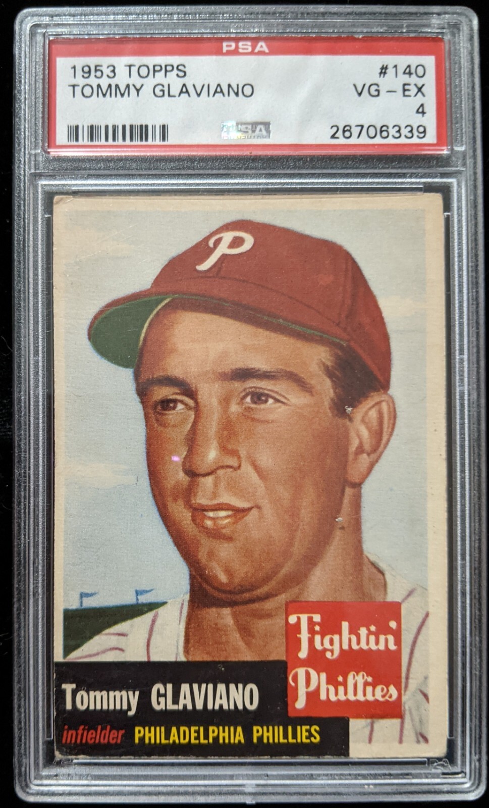 1953 Topps TOMMY GLAVIANO #140 PSA 4 VG-EX Phillies 26706339