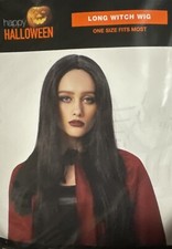 Black Long Straight Black Hair Wig Halloween Costume Cosplay Accessory