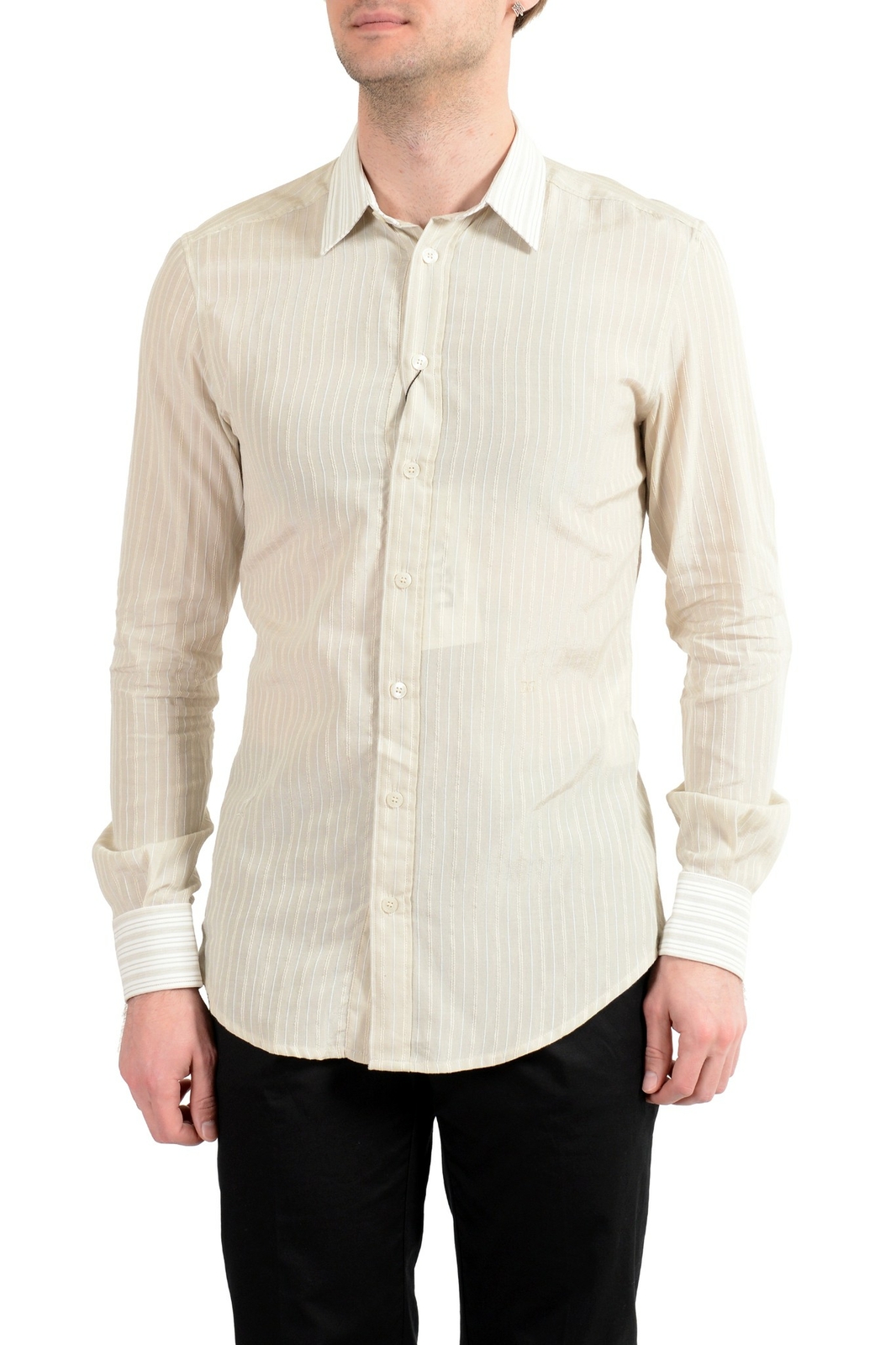 Мужская бежевая повседневная рубашка с длинным рукавом Dolce-Gabbana D-G Mediure US XS IT 46 16090₽