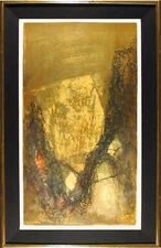 Lebadang (aka Hoi), Untitled - Abstract in Gold, Lithograph