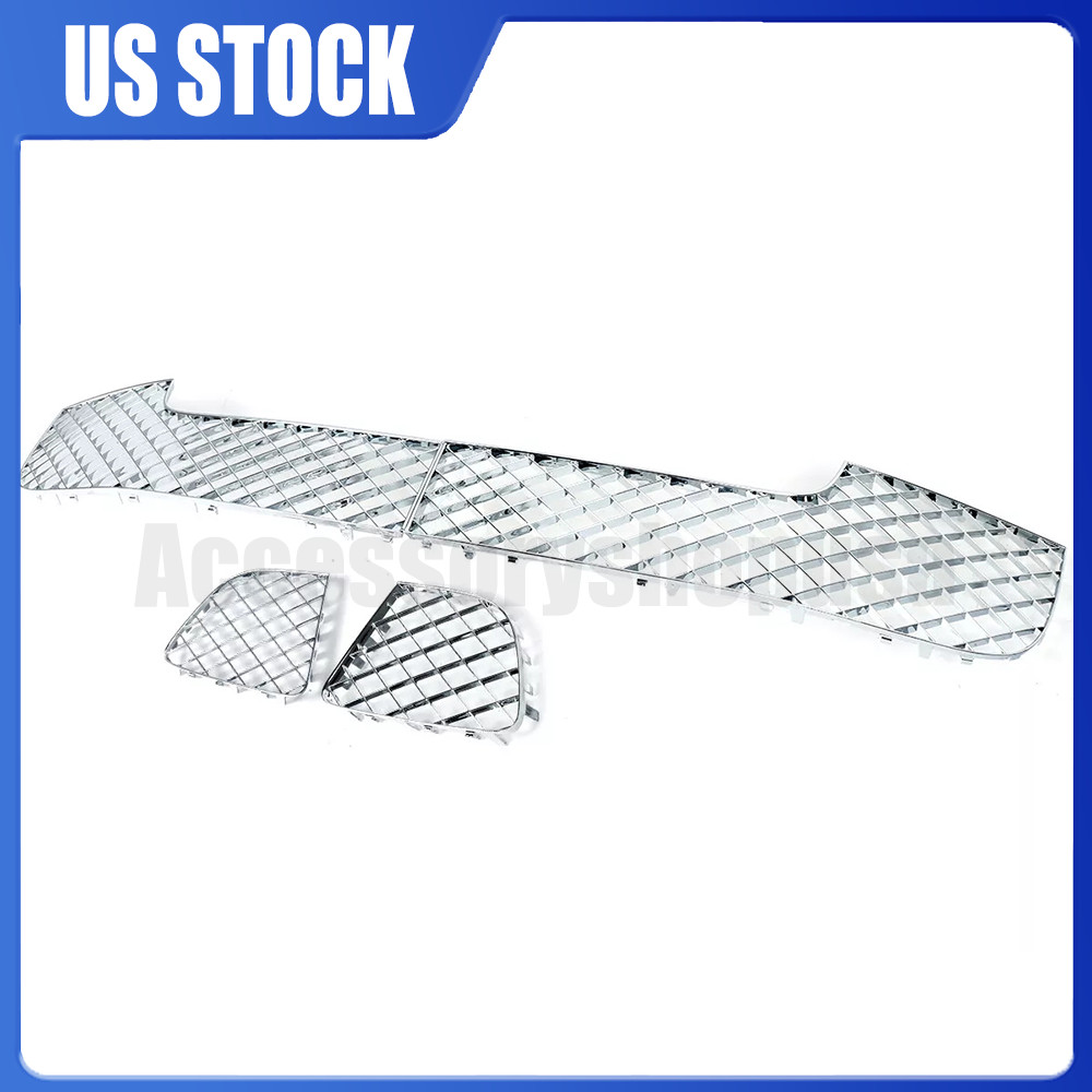 For Bentley Continental Gt Gtc 2012-15 New Chrome Bumper Lower Mesh Grille 4Pcs