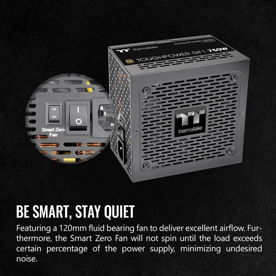 750W Toughpower GF1 Power Supply 80Plus Gold Fully Modular Quiet Fan - Image 3 of 4