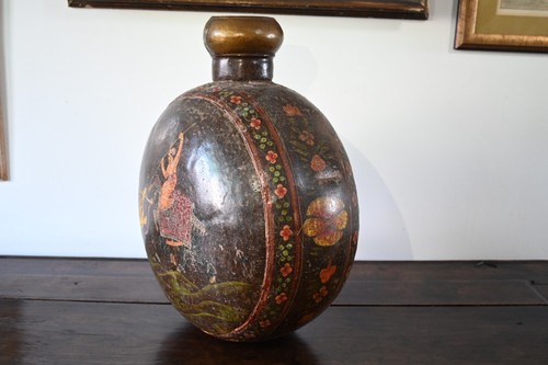 Antique Old V Large Vintage Indian Raj Metal Bottle Vase Art Tiger Hunting 49cm - Picture 2 of 6