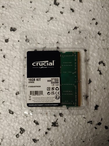 Crucial 16GB / 2 x 8GB PC4-25600 (DDR4-3200 SODIMM) Memory #CT2K8G4SFRA32A