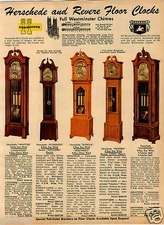 1965 PAPER AD Grandfather Clock Herschede Revere Westminster Chime Haverford