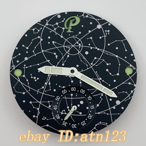 36mm Black Watch Dial With Hand Green Mark Fit ETA 6498 Seagull ST3620 Movement - Picture 7 of 9