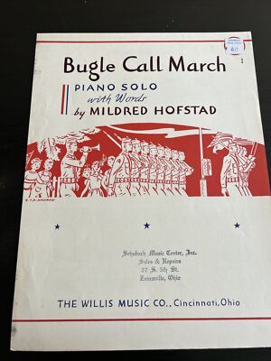Sheet Music - Piano Solo W/ Words Bugle Call March Collectible 