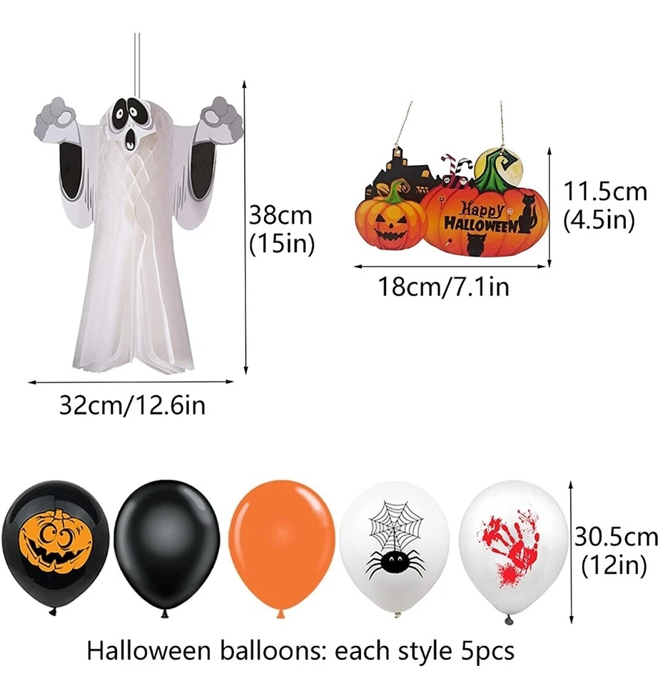 43pcs Happy Halloween Balloons Set Animal Spooky Bat Tassel Hanging halloween - Image 4 of 4
