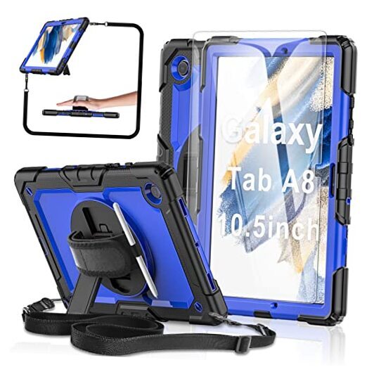 Case Samsung Galaxy Tab A8 10.5-inch Case 2022 Blue + Glass Screen Protector