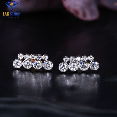 0.94 TCW Round Cut Diamond stud Moissanit 10k White/Rose Gold Labstone