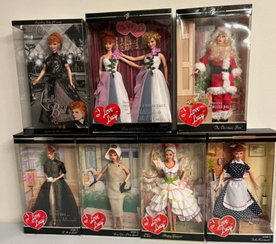 Lot of 7 I Love Lucy Barbie Operetta-Lucy Ricky Santa
