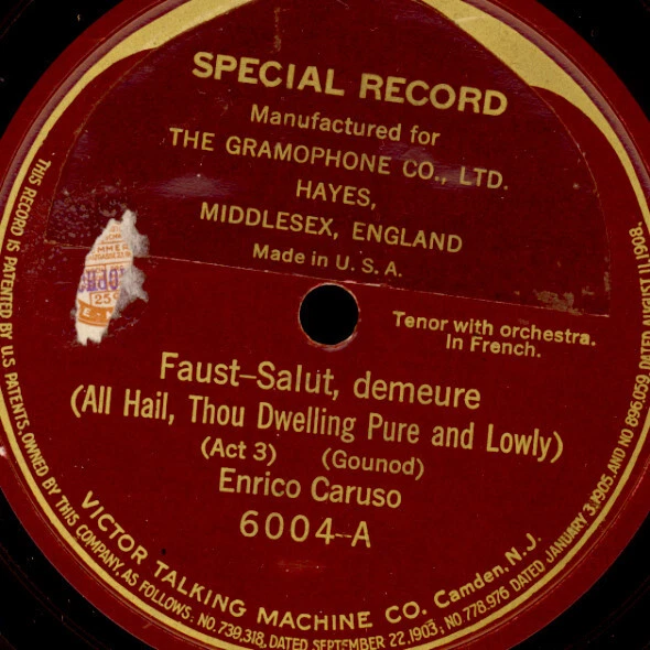 3x ENRICO CARUSO auf "Victrola USA"  Schellackplatten  78rpm GS166 - Bild 4 von 4