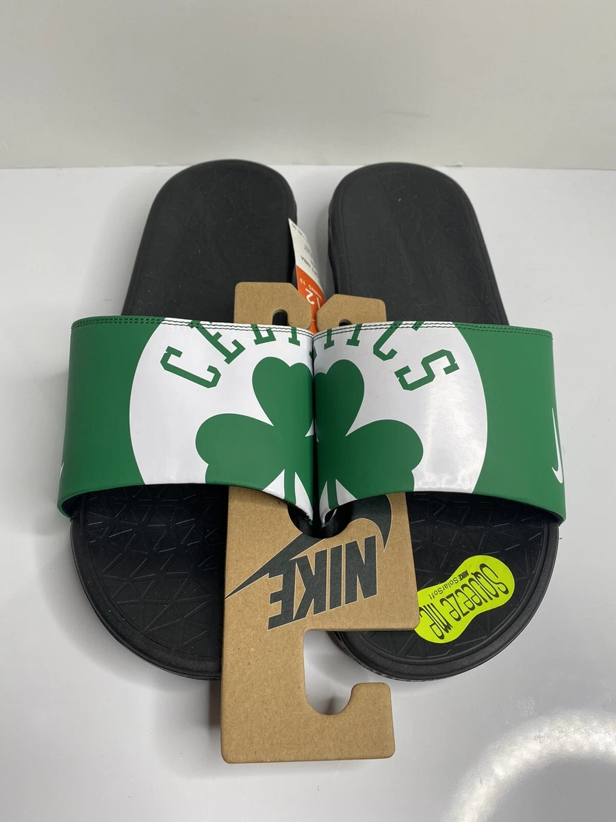 NIKE NBA BOSTON CELTICS BENASSI SOLARSOFT SLIDES CLOVER BLACK