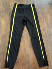 Zyia Black Neon Tape 7/8 Leggings Luxe High Rise Racing Stripe Yellow Train Sz 4