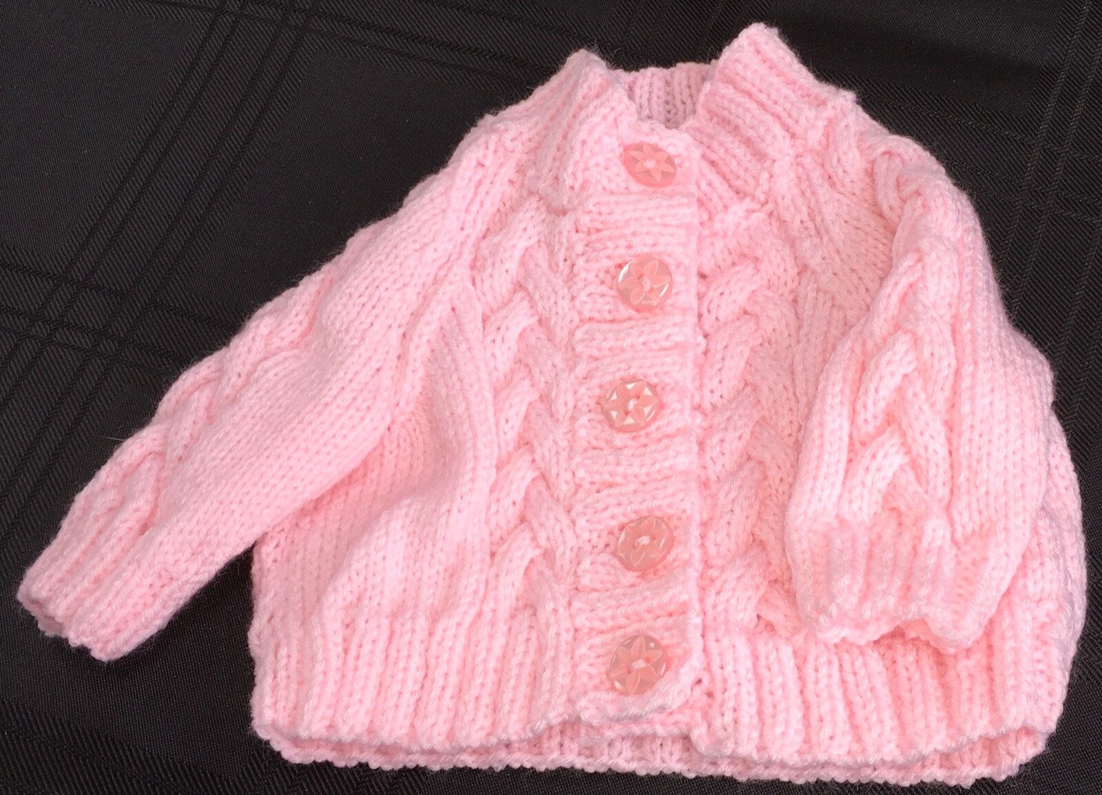 baby clothes, cardigan, hand knitted, new. 36 month size in seven