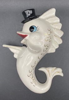Vintage MCM Arnel Wall Art Seahorse Fish Top hat