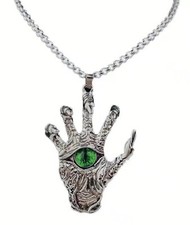 Green Evil Eye Necklace Grim Reaper Satanic Devil Necklace Gypsy Palm Hand Witch