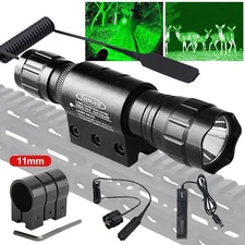 Hunting Green Light 300Yards LED Flashlight Torch Rechargeable 11mm Rail Mount