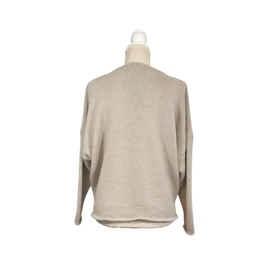 Helmut Lang Alpaca Blend Taupe V-Neck Sweater MD Beige Knit Pullover Crop Boxy - Image 3 of 4