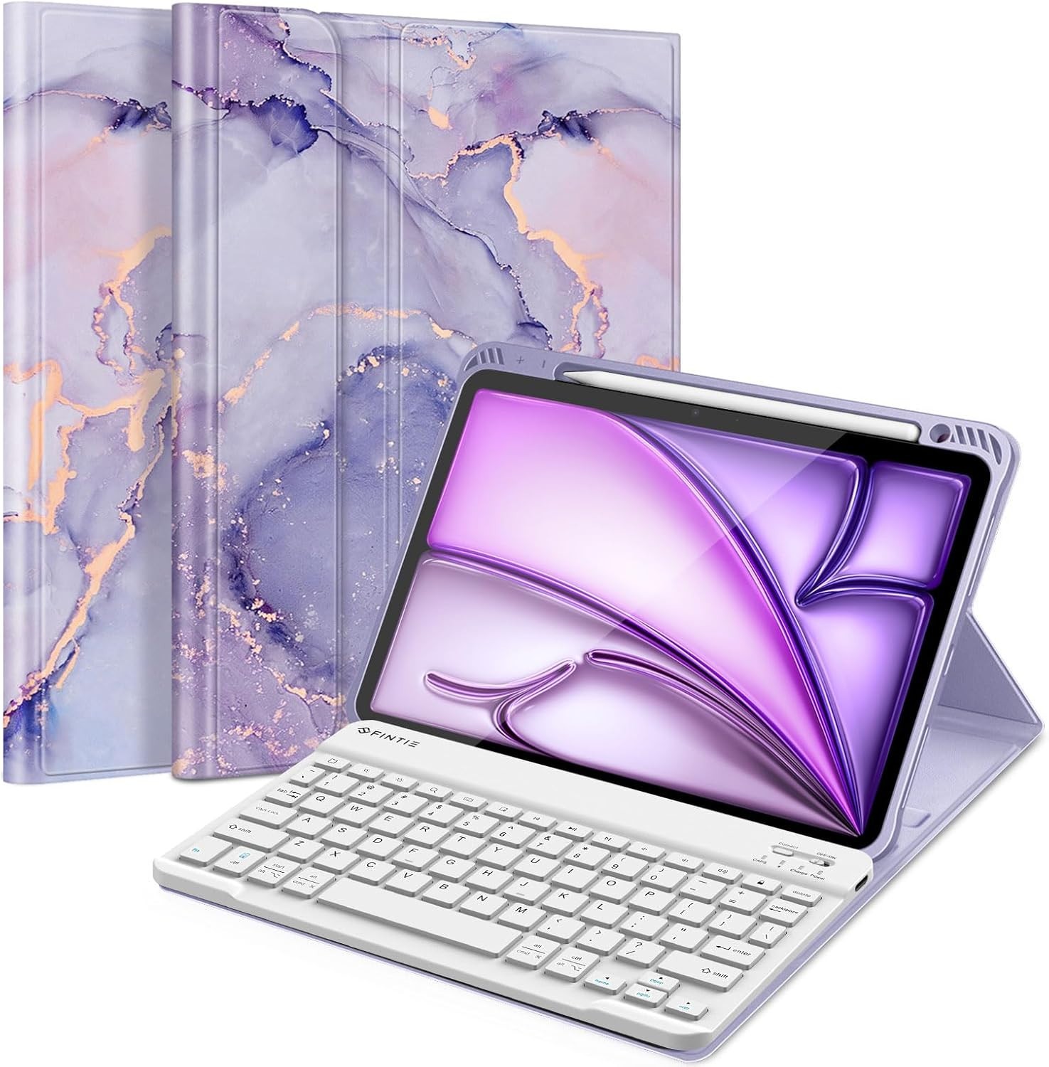 Keyboard Case for iPad Air 11-inch M4/M3/M2 (2026/2025/2024) Lilac Marble