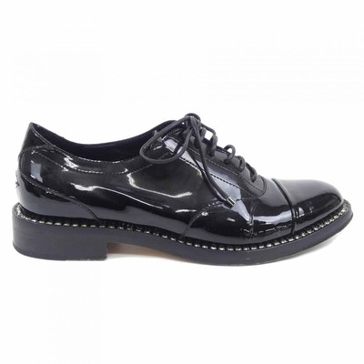 JIMMY CHOO Flat Shoes Women's Size 37 Black Patent Leather