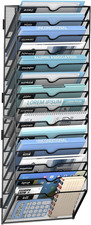 14-Tier Wall File Organizer and Hanging File Organizer, Black