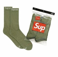 Supreme Hanes 4 Pair Cushion Crew Socks Olive Green Size 6-12 Mens New S/S 2023