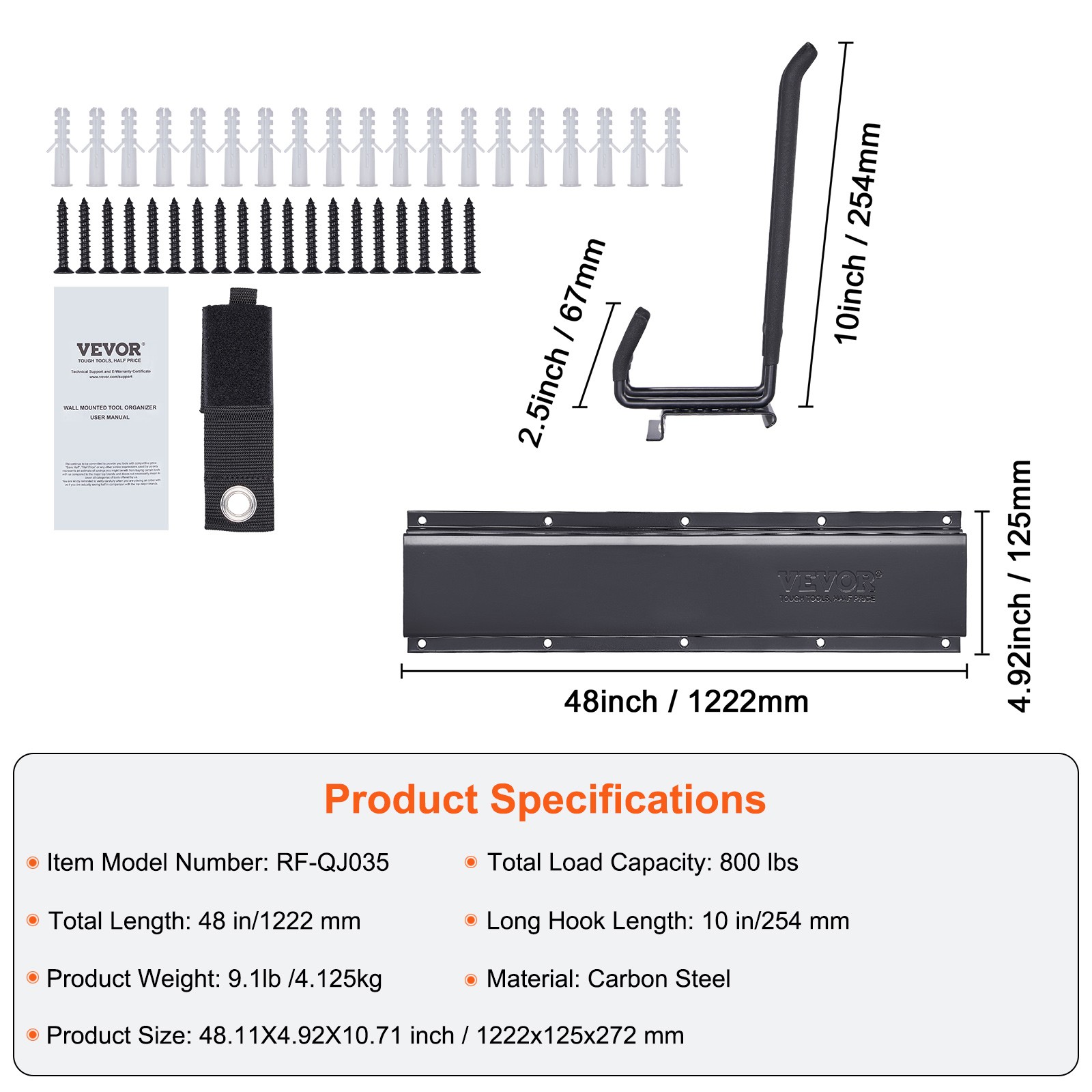 VEVOR Garage Tool Organizer Storage Rack Holder Wall Mounted Heavy Duty 800 lbs