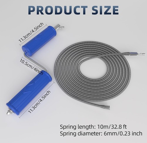 Drain Unblocker Tools 10m*6 mm Drain Snake Flexible Plumbing Snake NEW - Afbeelding 1 van 7