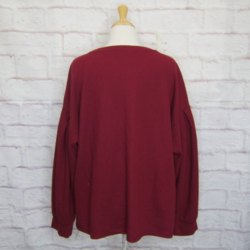 VINCE CAMUTO Burgundy Ribbed Pleated Sleeve Crew Neck Top size XXL NWOT - Picture 3 of 10