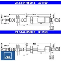 2X Bremsschlauch ATE 24.5144-0500.3 2 BremsschläUche Rechts Links Vorne