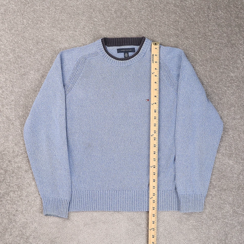 Suéter Pullover Tommy Hilfiger Tejido Logo Grande Azul Manga Larga Foto 3 de 4