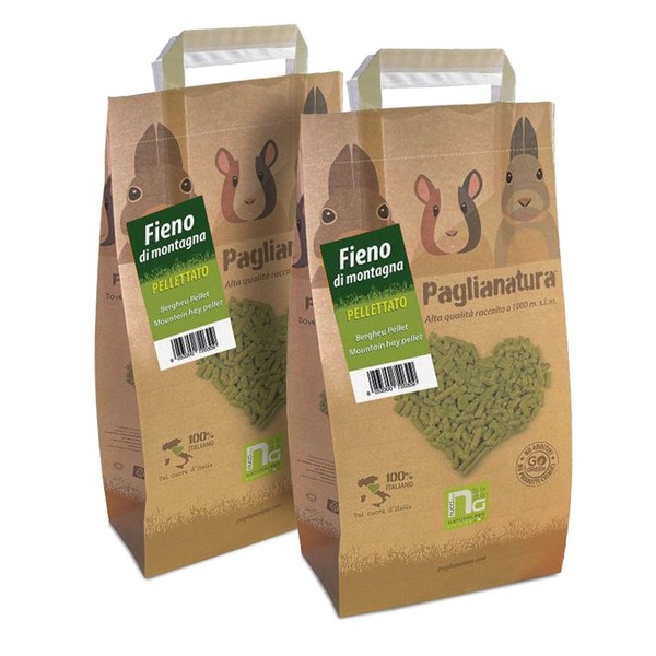 Kit 2 StüCk - Einstreu Heu Pellet 3Kg FüR Kaninchen Und Nagetiere Paglianatur-image