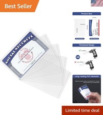 5 Pack 12Mil Clear PVC Medicare Card Holder Sleeves - Water Resistant Protection