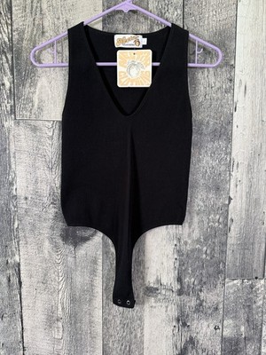 Nectar Clothing Black Body Tank  Bodysuit Women Size Large NWT
