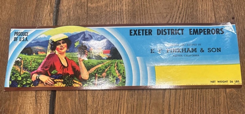 Vintage Label, Exeter District Emperors crate Label beautiful 50’s