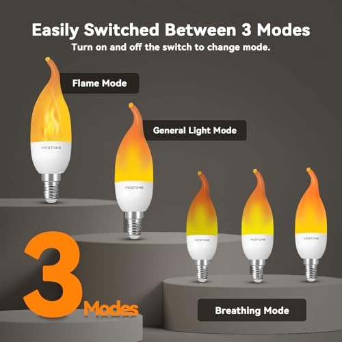 Enhanced LED Flame Light Bulbs, 3 Modes Flickering Light Bulbs, E12 6 Pack - Picture 5 of 7