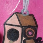 Joined pink hanging Birdhouse painting laminated ooak art card aceo atc — photo 3