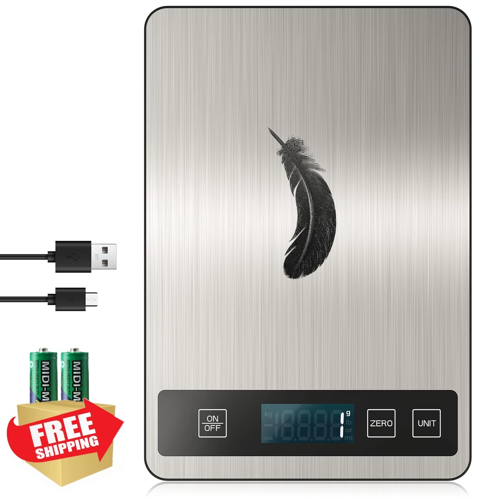 Digital Kitchen Scale 33lb USB Rechargeable Stainless Steel
Opens in a new window or tab