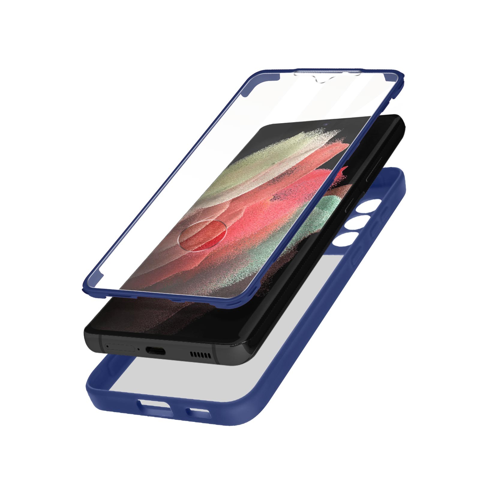 Coque Galaxy S21 Ultra antichoc transparente bleu en plexiglas